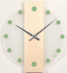 Nástěnné hodiny skleněné se dřevem  